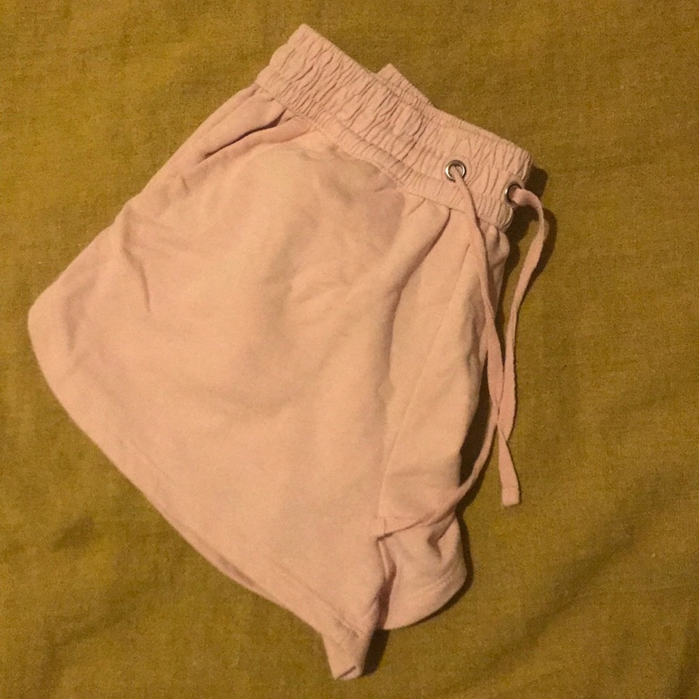 H&M pastel pink cotton draw string shorts